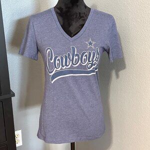 Cowboys Her Style Womens T-Shirt Medium Blue V-Neck Short Sleeve Dallas Cowboys